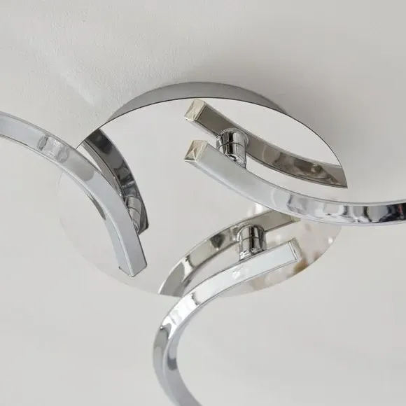 3-Light Semi Flush Ceiling Light - Chrome, Glass