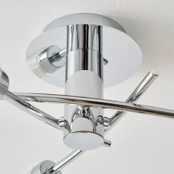3-Light Semi Flush Ceiling Light - Chrome, Metal