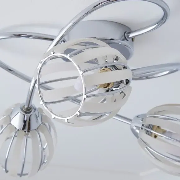 3-Light Semi Flush Ceiling Light - Chrome, Steel