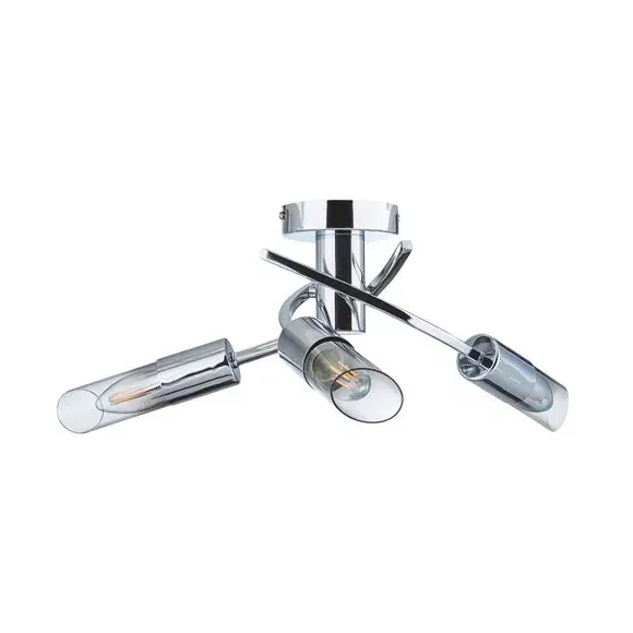 3-Light Semi Flush Ceiling Light - Chrome, Steel