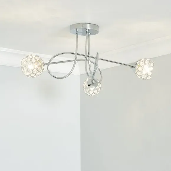 3-Light Semi Flush Ceiling Light - Chrome image