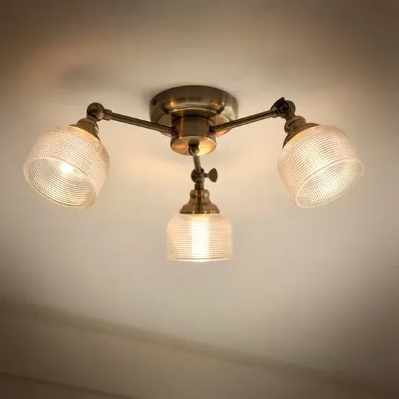 3-Light Semi Flush Ceiling Light - Clear, Glass