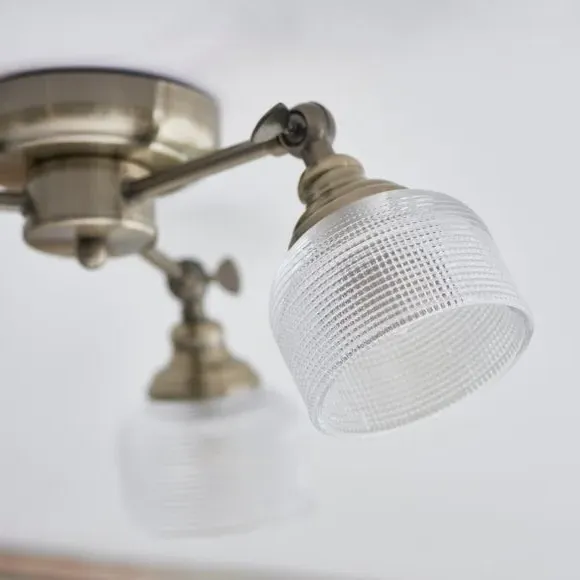 3-Light Semi Flush Ceiling Light - Clear, Glass