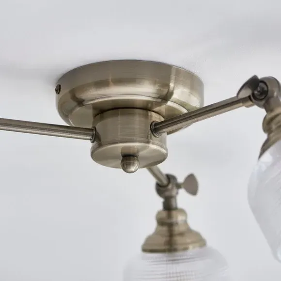 3-Light Semi Flush Ceiling Light - Clear, Glass