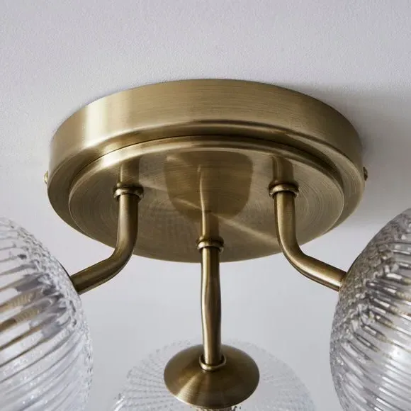 3-Light Semi Flush Ceiling Light - Clear Glass