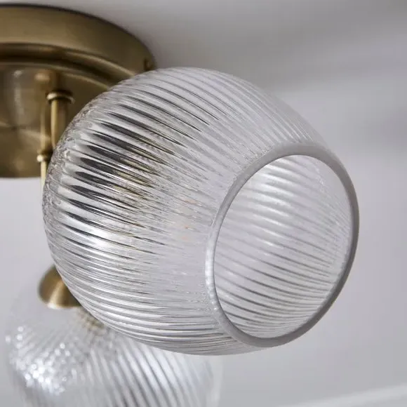 3-Light Semi Flush Ceiling Light - Clear Glass