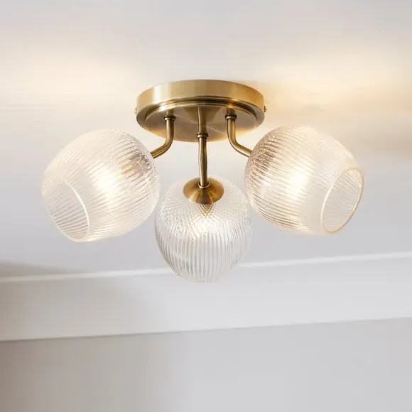 3-Light Semi Flush Ceiling Light - Clear Glass image