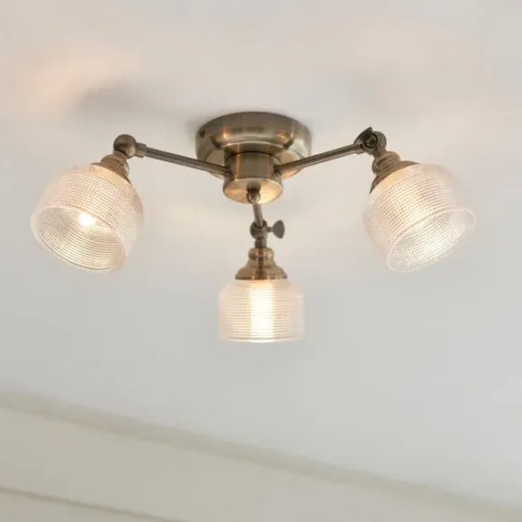3-Light Semi Flush Ceiling Light - Clear, Glass image