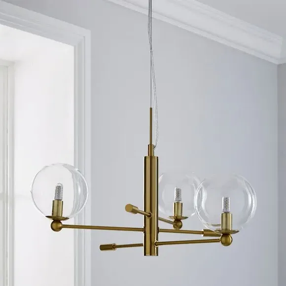 3-Light Semi Flush Ceiling Light - Gold, Brass