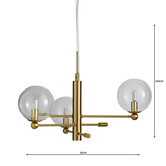 3-Light Semi Flush Ceiling Light - Gold, Brass