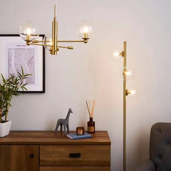 3-Light Semi Flush Ceiling Light - Gold, Brass