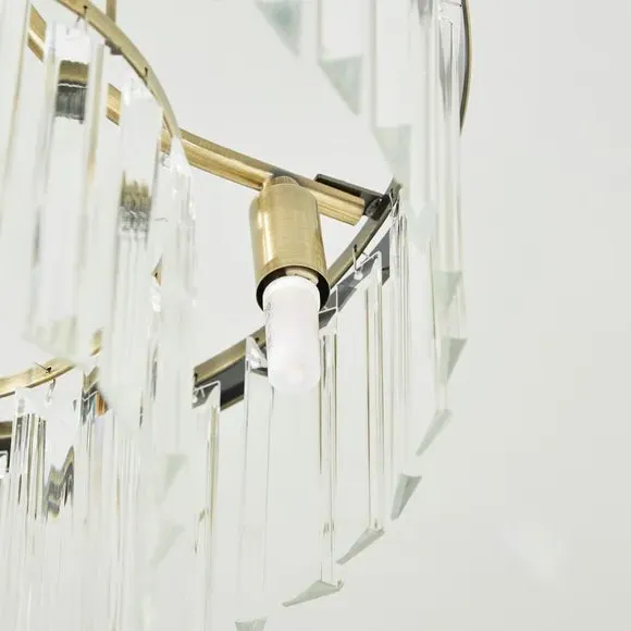 3-Light Semi Flush Ceiling Light - Gold, Crystal