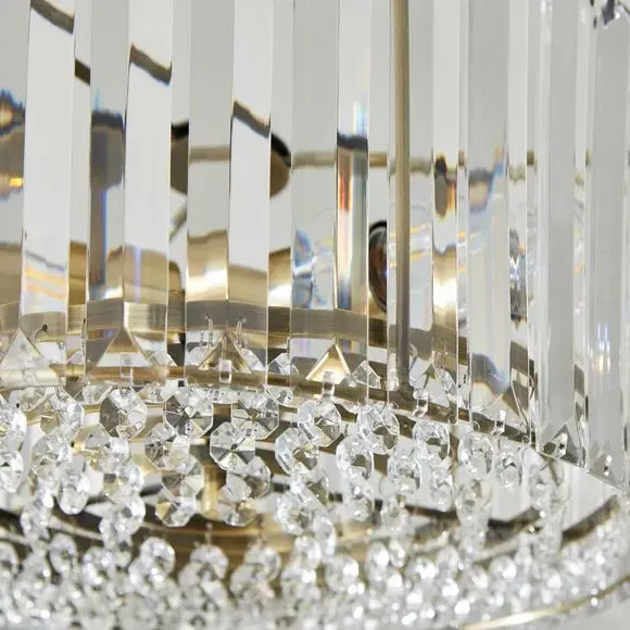 3-Light Semi Flush Ceiling Light - Gold, Crystal