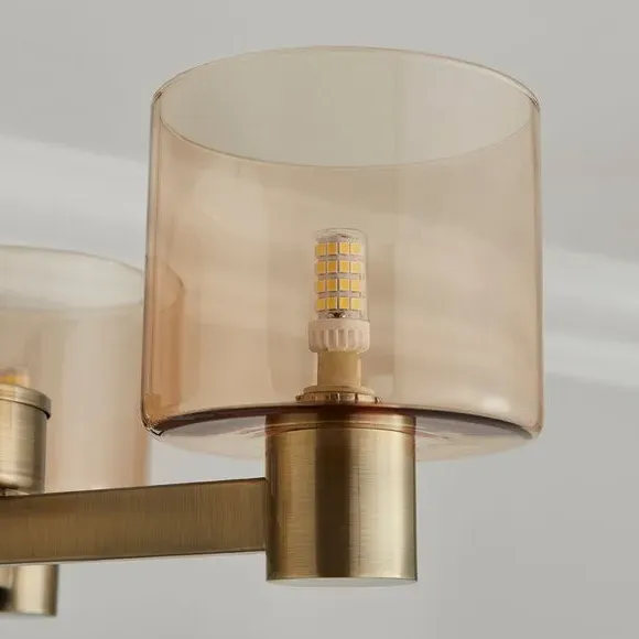 3-Light Semi Flush Ceiling Light - Gold, Metal