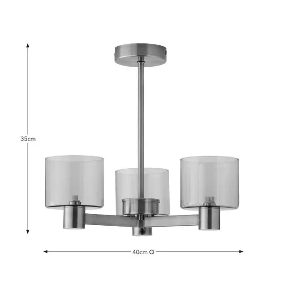 3-Light Semi Flush Ceiling Light - Gold, Metal