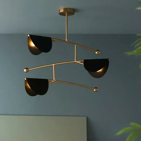 3 Light Semi Flush Ceiling Light - Gold, Metal image