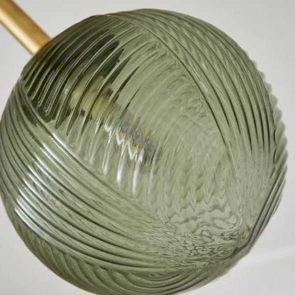 3-Light Semi Flush Ceiling Light - Green, Glass