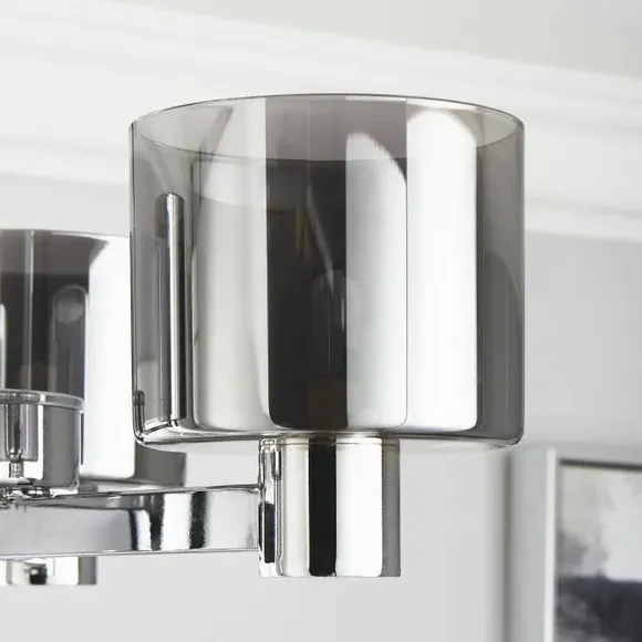 3-Light Semi Flush Ceiling Light - Grey, Metal