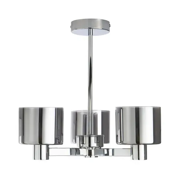 3-Light Semi Flush Ceiling Light - Grey, Metal