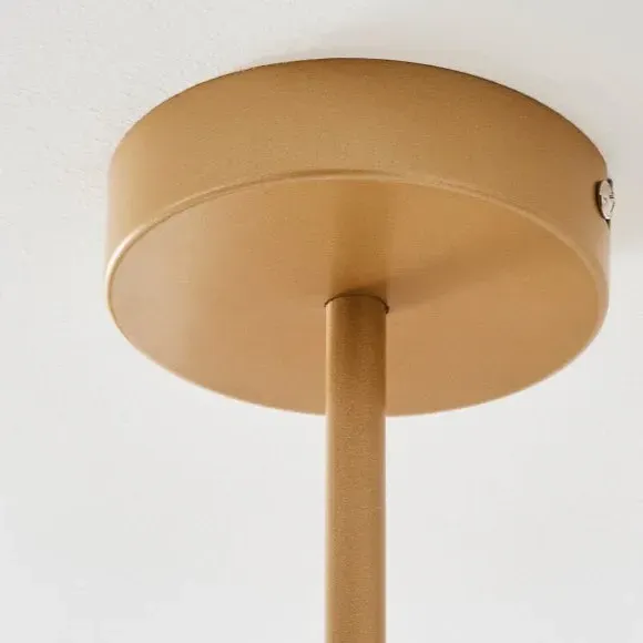 3-Light Semi Flush Ceiling Light - Natural, Fabric