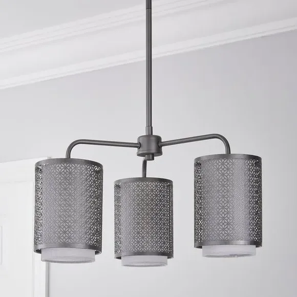3-Light Semi Flush Ceiling Light - Pewter