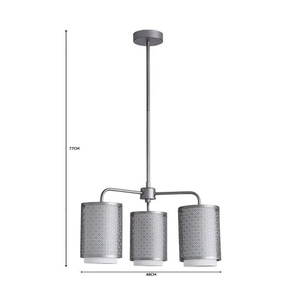 3-Light Semi Flush Ceiling Light - Pewter