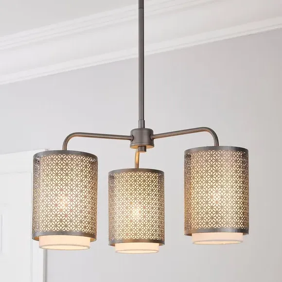 3-Light Semi Flush Ceiling Light - Pewter