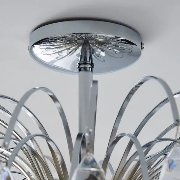 3-Light Semi Flush Ceiling Light - Silver, Acrylic