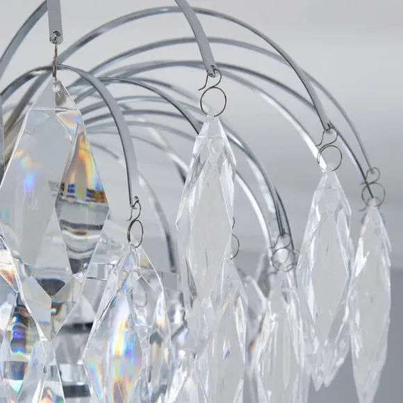3-Light Semi Flush Ceiling Light - Silver, Acrylic