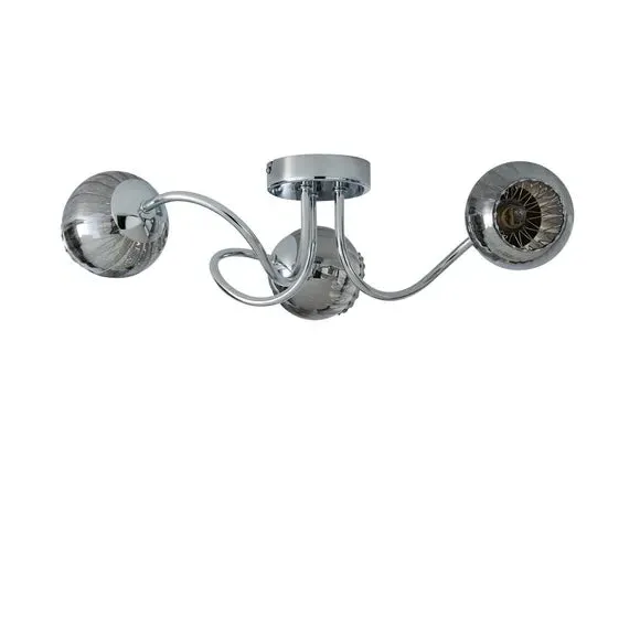 3-Light Semi Flush Ceiling Light - Silver, Chrome