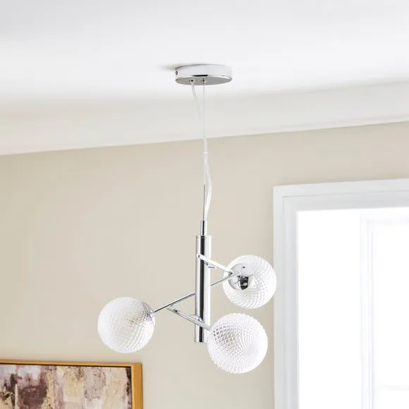 3-Light Semi Flush Ceiling Light - Silver, Chrome