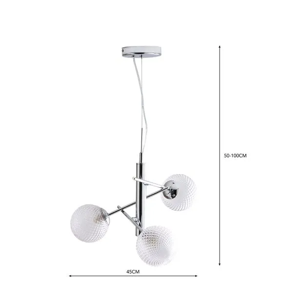 3-Light Semi Flush Ceiling Light - Silver, Chrome