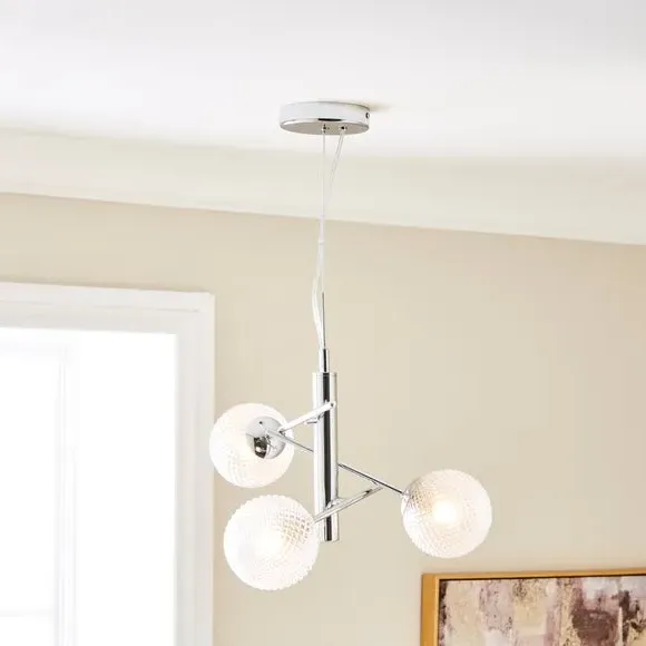 3-Light Semi Flush Ceiling Light - Silver, Chrome image