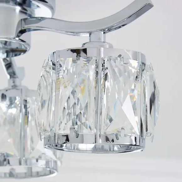 3-Light Semi Flush Ceiling Light - Silver, Glass