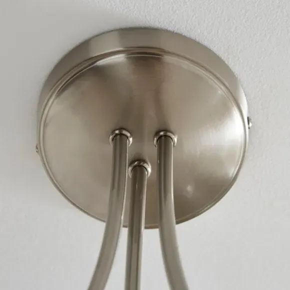 3-Light Semi Flush Ceiling Light - Silver, Metal