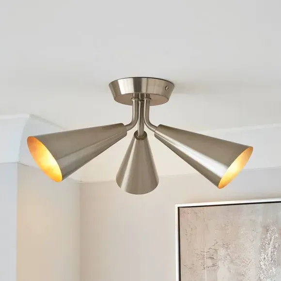 3-Light Semi Flush Ceiling Light - Silver image