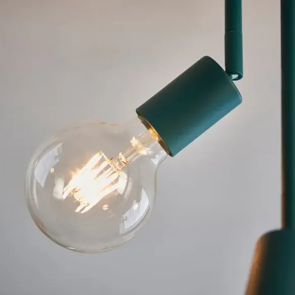 3-Light Semi Flush Ceiling Light - Teal, Matt