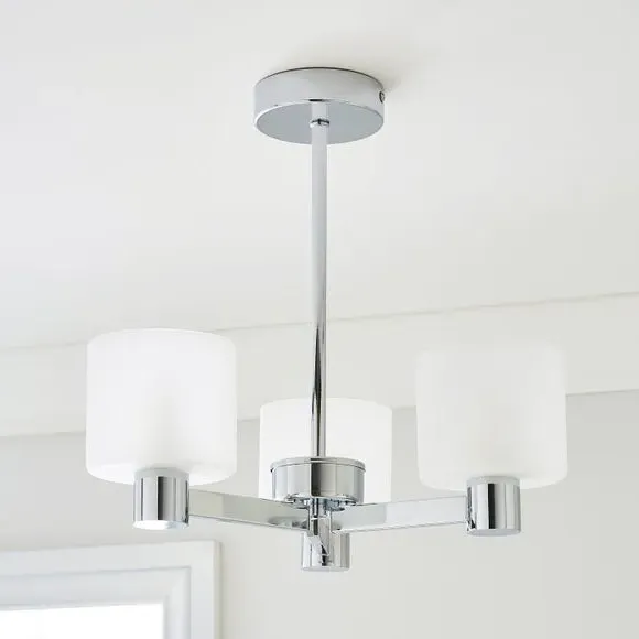 3-Light Semi Flush Ceiling Light - White, Metal
