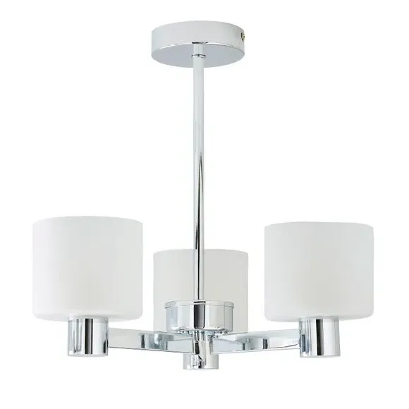 3-Light Semi Flush Ceiling Light - White, Metal