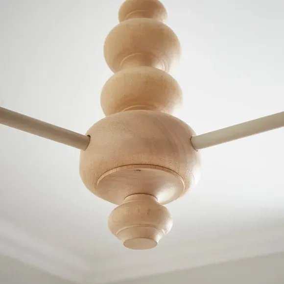 3-Light Semi Flush Chandelier - Natural, Rubberwood