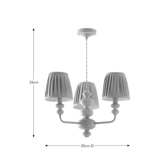 3-Light Semi Flush Chandelier - Natural, Rubberwood
