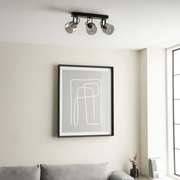 3-Light Semi Flush Spotlight Bar - Nickel, Glass