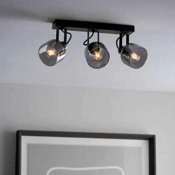 3-Light Semi Flush Spotlight Bar - Nickel, Glass image