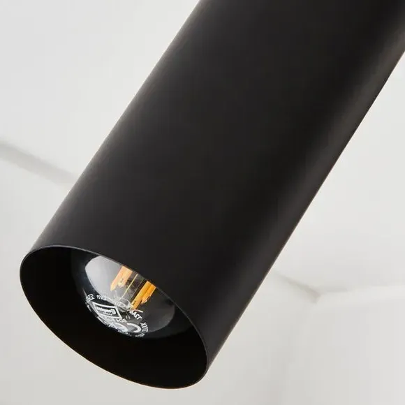 3-Light Semi Flush Spotlight - Black, Metal