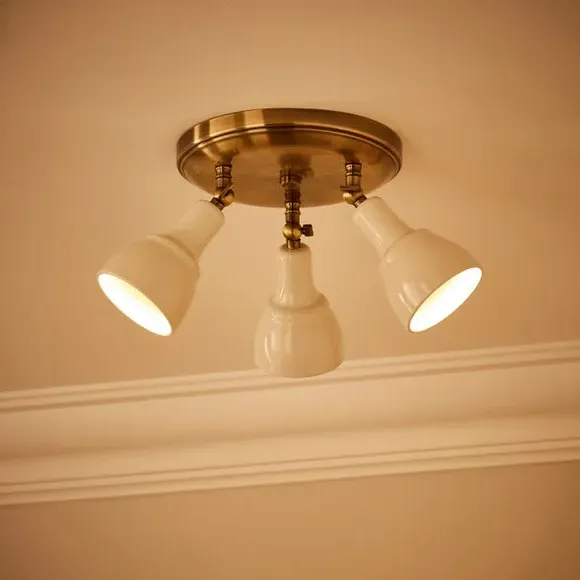 3 Light Semi Flush Spotlight - Brass, Metal
