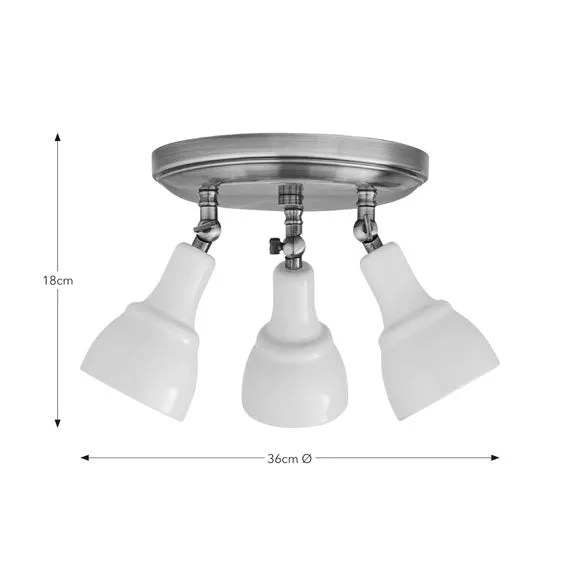 3 Light Semi Flush Spotlight - Brass, Metal
