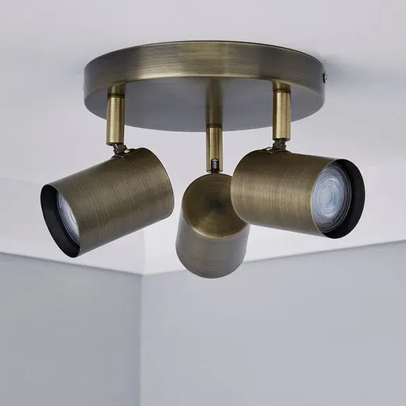 3-Light Semi Flush Spotlight - Bronze, Metal