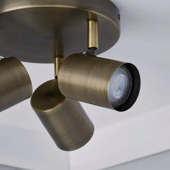 3-Light Semi Flush Spotlight - Bronze, Metal