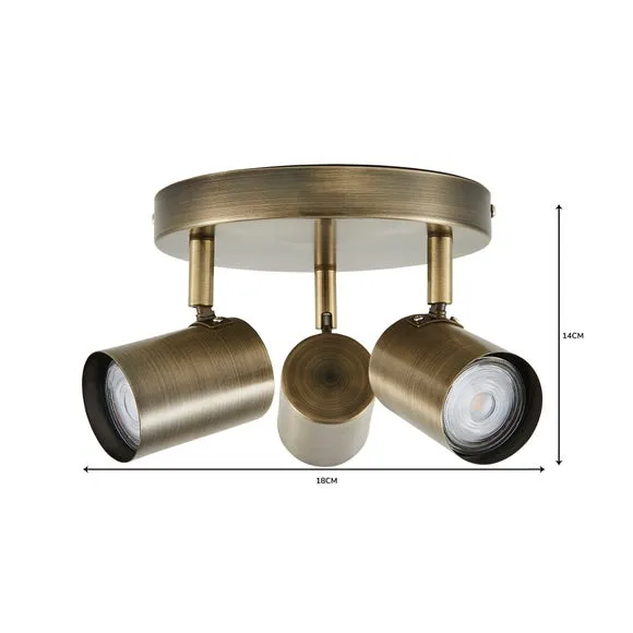 3-Light Semi Flush Spotlight - Bronze, Metal