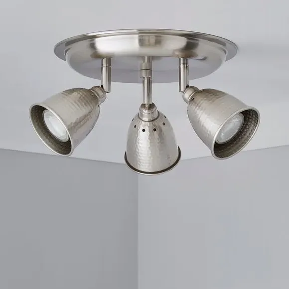 3-Light Semi Flush Spotlight - Chrome, Metal